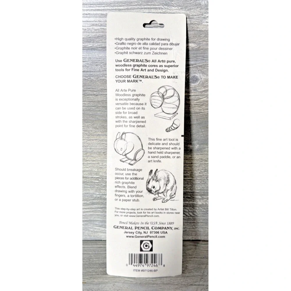 General's Woodless Graphite Pencil Set 4 Pack HB 2B 4B 6B Black Soft Medium Hard